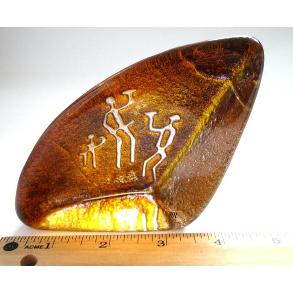 VTG Signed Mats Jonasson Maleras Crystal Cave Rock Carving Amber #3801 Orig. Tag - Picture 16 of 16